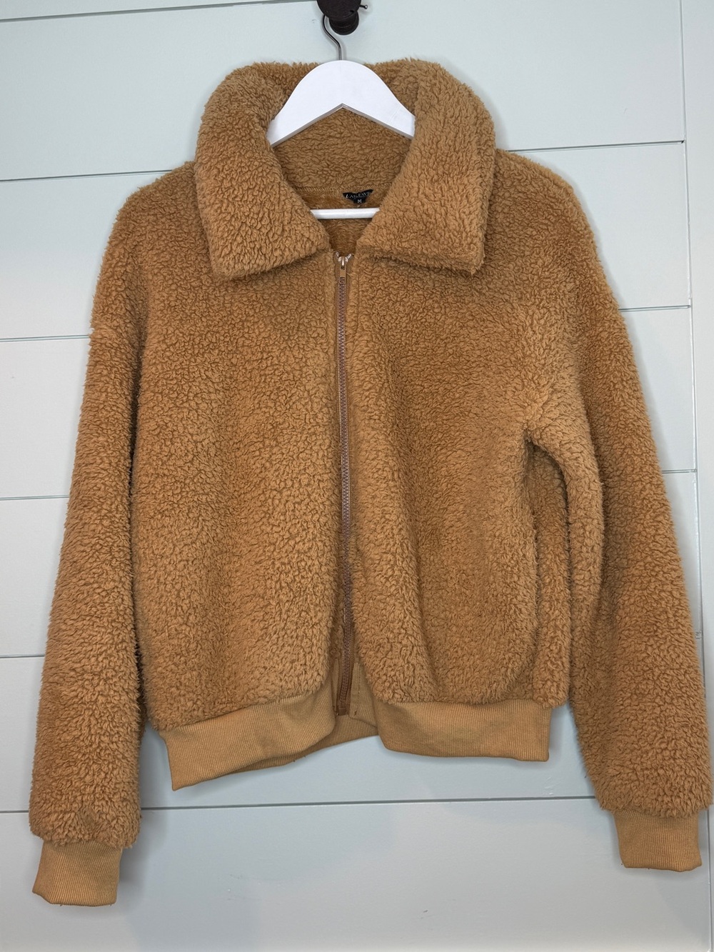 Lakeweek Women’s Teddy Sherpa Fleece Zip Jacket Camel Tan Size M